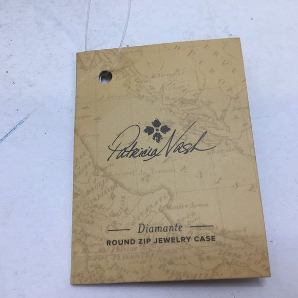 Patricia Nash Diamante Leather Round Zip Jewelry Case Bag Plaid Tartan Red Pouch - Picture 9 of 11